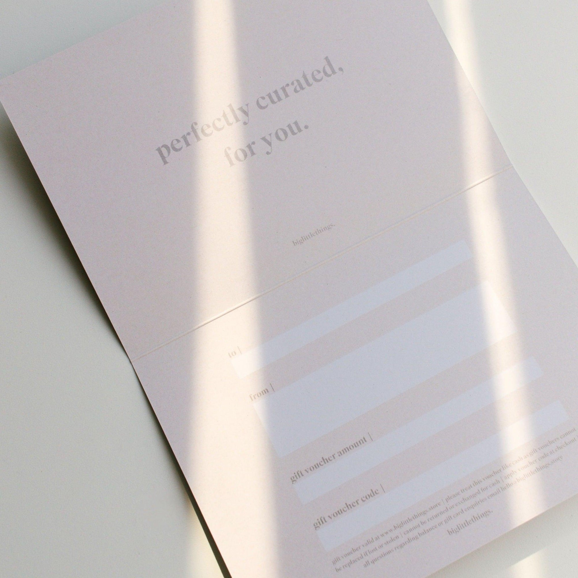 A perfectly curated send a gift voucher designed for you by biglittlethings.