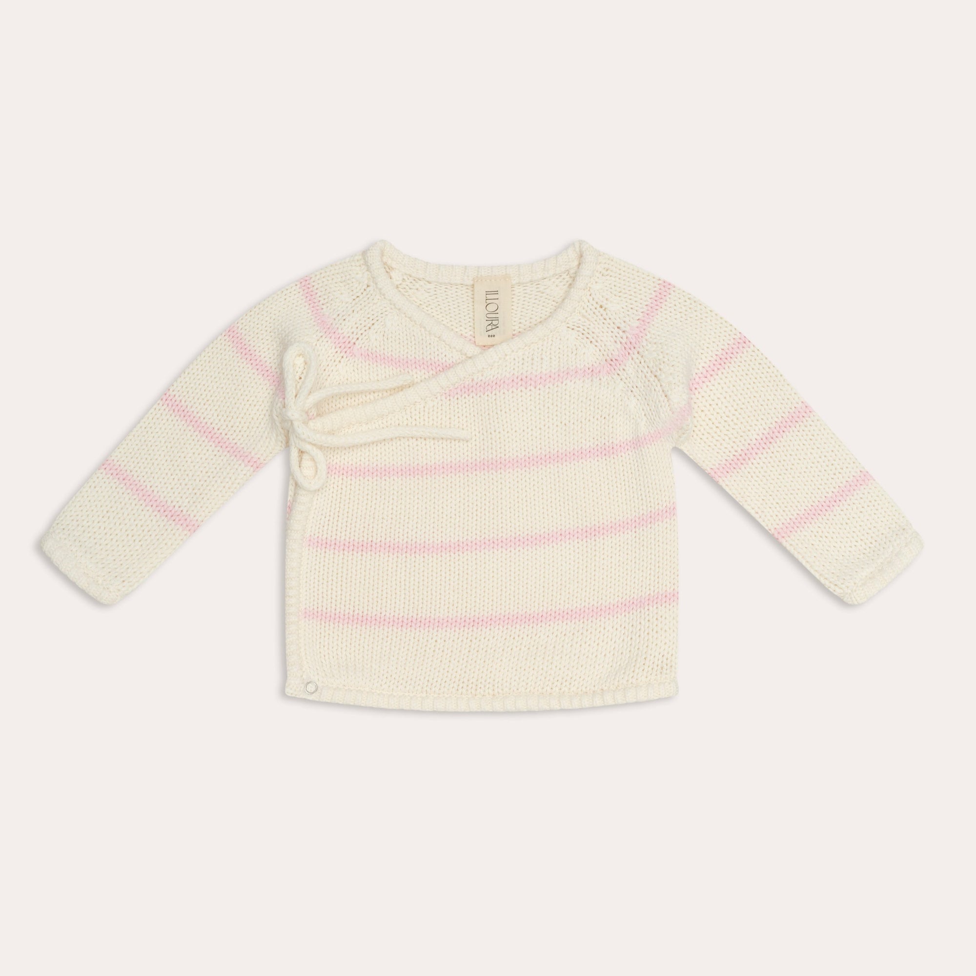 An illoura knit poet jumper with a pink and white stripe, perfect for layering.