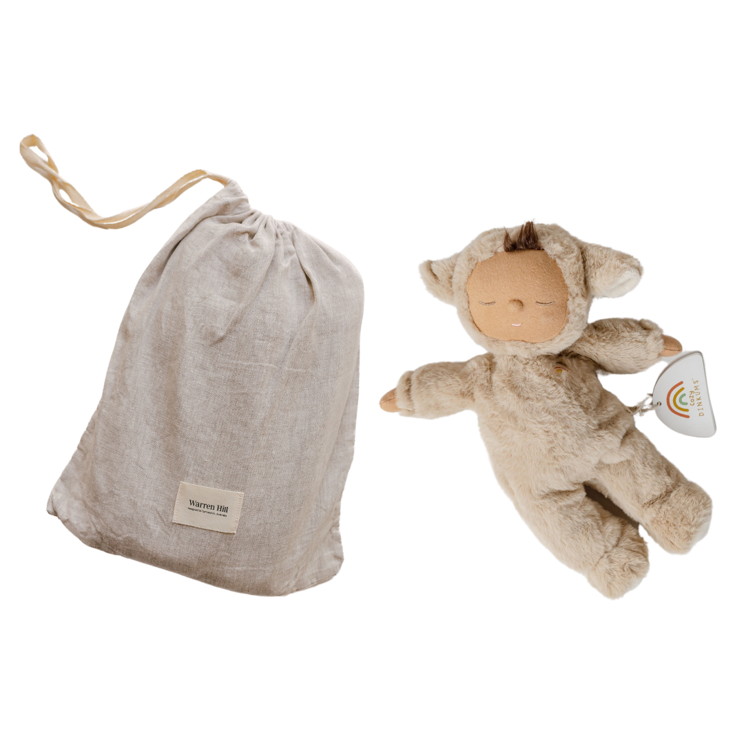 A biglittlethings cozy things gift set featuring a stuffed animal and a bag, with the added bonus of free shipping.