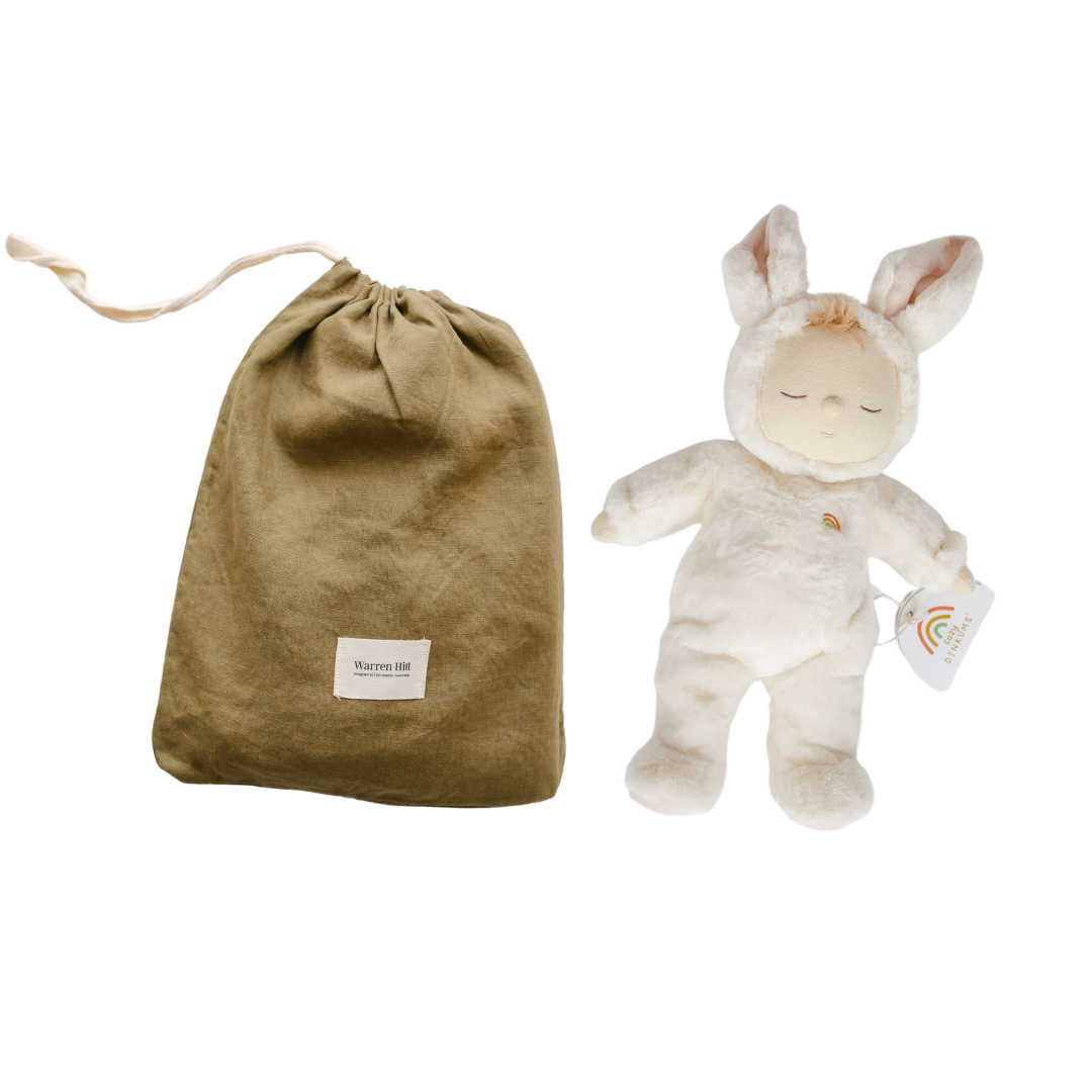 A cozy BigLittleThings gift set featuring a stuffed bunny and a bag, with free shipping.