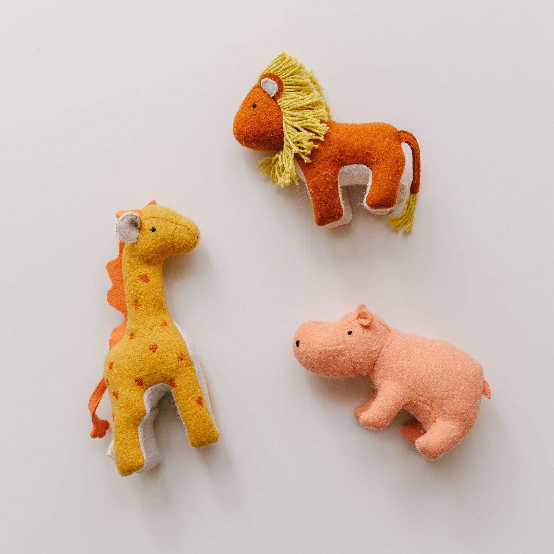 Three Holdie Folk - Savannah Animals - giraffe, hippo and zebra by Olli Ella.