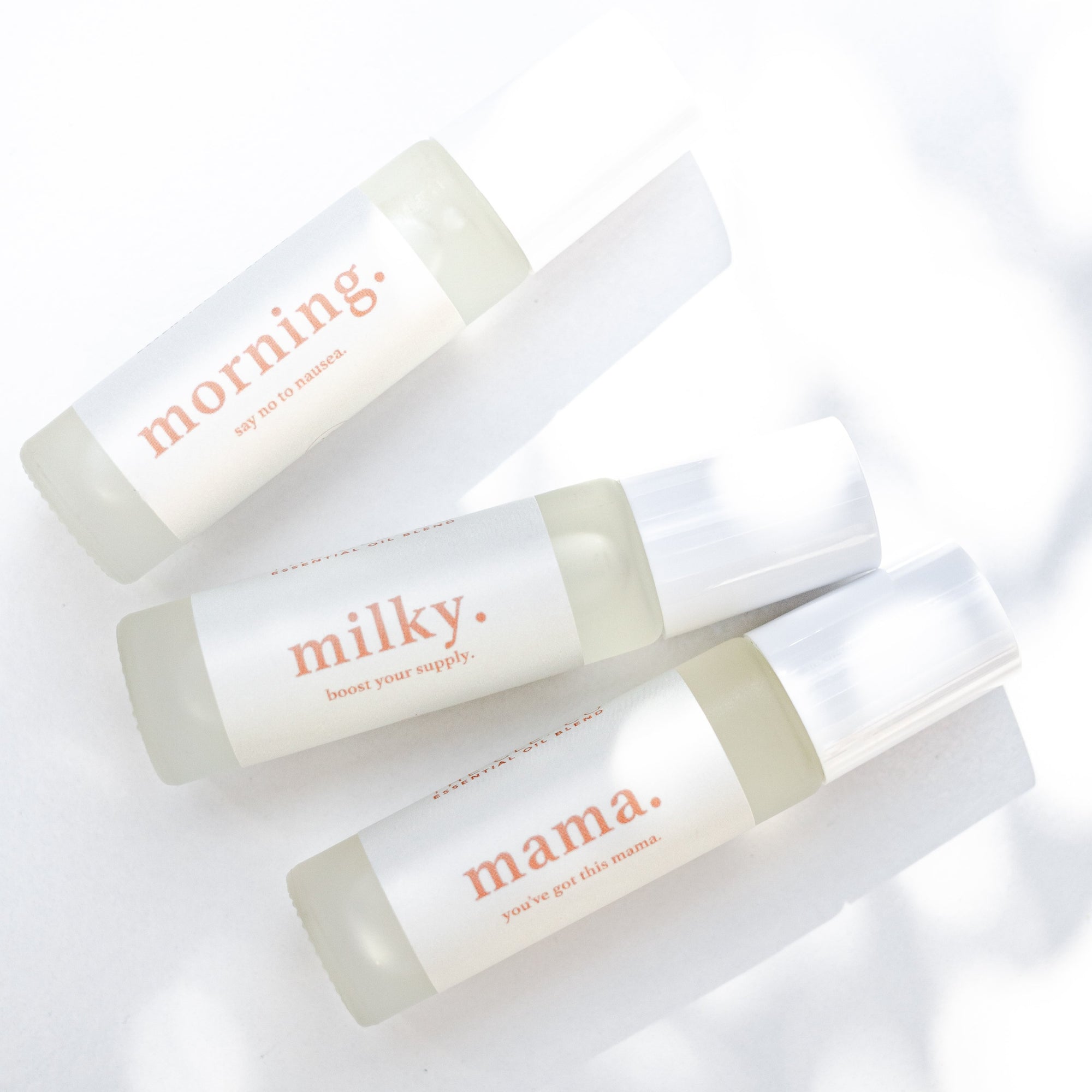 The Mama Essential Oil Blends bundle includes Mama, Morning and Milky blends.